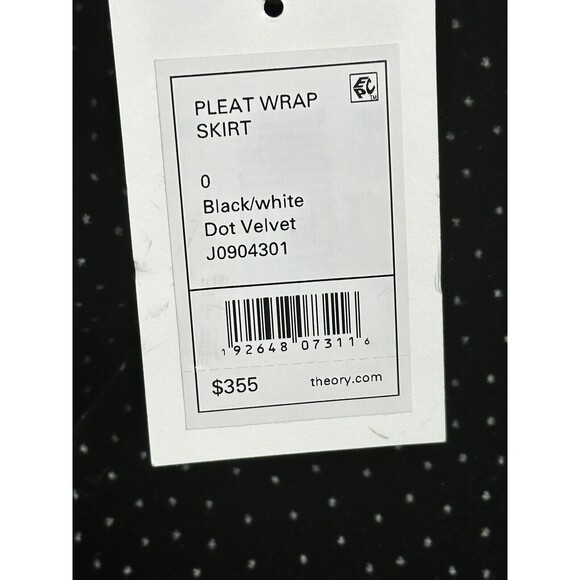 THEORY Women's Plelated Wrap Dot Velvet Mini Skirt Black Size 0 $355 NWT - Picture 7 of 10